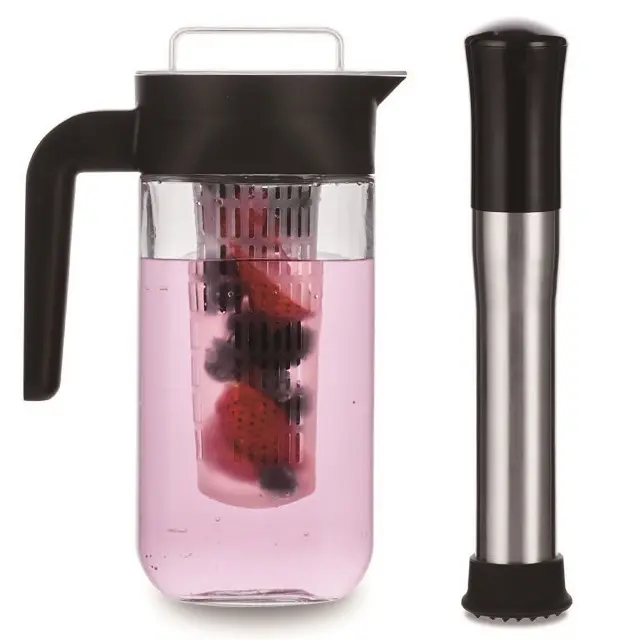 1100ml Glass Serving Pitcher Set, Fruit Infuser, Fruit Infusion with Muddler