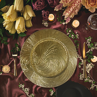 Assiettes de présentation rondes en plastique PP doré de luxe WOJU, durables, pour mariage, origine Fujian, motif personnalisé, vente en gros
