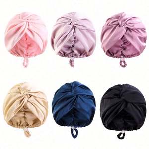 High Quality Silky Satin <b>Twist</b> Turban Ladies Outdoor Adjustable Fashion Multifunction Hair Care Headwraps - Product Image 2