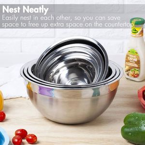 Bowls with Lids Stainless Steel Mixing Bowls for Baking Cooking and Serving Food Nesting Metal Bowls for Space <b>Saving</b> Storage - Product Image 6