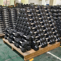 Haltères hexagonales de gymnastique de poids libres enduits de caoutchouc de vente directe d'usine pour l'usage commercial de gymnase