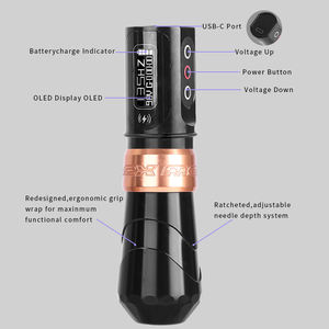 Kablosuz pil profesyonel kalıcı kalem dövme tabancası kalem 4mm İnme LCD ekran pyb dövme makinesi - Product Image 4