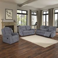 Ensemble de canapés inclinables modernes pour la maison, très populaires, en cuir synthétique et tissu microfibre, avec fonctionnalités pour le salon