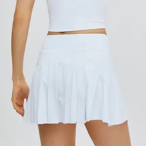 Shorts com logotipo personalizado para mulheres, saia de golfe com bolsos, saia esportiva para corrida e treino, saia plissada para meninas