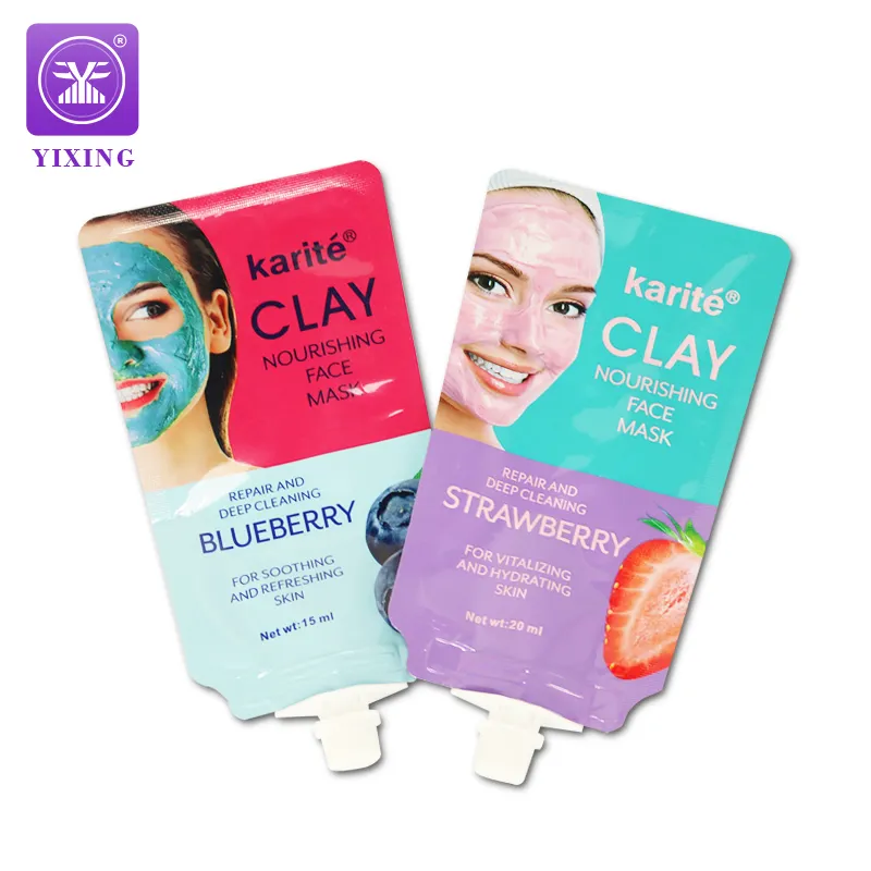 Yixing Custom 5ml 10ml 15ml 20ml Liquid Facial Cream mask Three-side Sealing cosmetic shampoo mask sachet spout Pouch