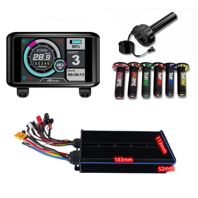 Controller System 72V 60A Black FOC Sine Wave with TFT Display for Throttle for Electric Bicycle 3000W Ebike Kit