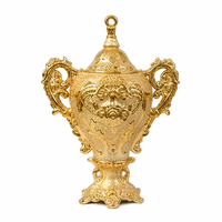 Brûleur d'encens Mabkhara de style arabe de luxe, doré nacré, avec poignées ornées de motifs roulés, pour la décoration religieuse de la maison