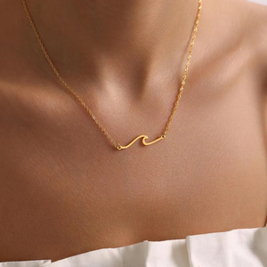 Collier minimaliste vintage en acier inoxydable plaqué or 18 carats, bijoux de mode, cadeau pour demoiselle d'honneur, pour fille - Product Image 3