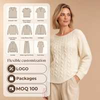 Pull en tricot personnalisé style preppy pour femme, col rond, laine et viscose