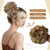 Fujia Postiches en Fibre Synthétique Bouclées/Ondulées Naturelles pour Chignons Désordonnés, Extensions de Cheveux, Postiches pour Chignons, Couleurs Mixtes