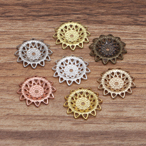 Peça de Flor Suporte de Lótus em Cobre Envelhecido 6 Cores 21mm (07261) Material para Presilha de Cabelo Feminina Antiga - Product Image 2
