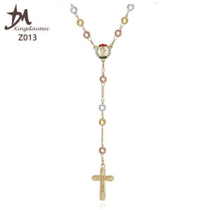 Z013 Rosario de oro al por mayor collar de tres colores santo <span class=keywords><strong>padre</strong></span> Rosario collar de cuentas - Product Image 2
