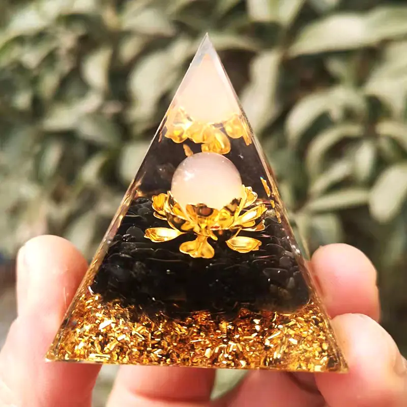 LED Handcrafted mini 3D Meditative energy Crystal statues crushed stone ornaments Pyramid home decor