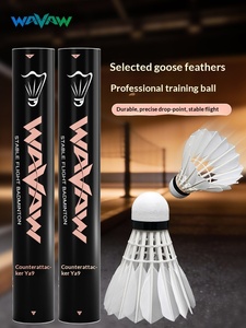Volants de <span class=keywords><strong>badminton</strong></span> WAVAW Counterattacker Y9 authentiques en plumes d'oie et liège, 2 couches, vitesse 78, pour entraînement, vol durable et stable, pack - Product Image 1