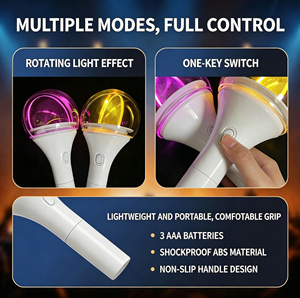 Bâton lumineux LED RGB rotatif à 360 degrés, activé par le son, clignotant et musical, pour concerts, Kpop, fêtes et événements. - Product Image 4