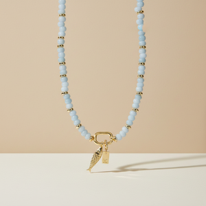 <span class=keywords><strong>Collana</strong></span> di Alta Qualità <span class=keywords><strong>con</strong></span> Perline di Giada e <span class=keywords><strong>Acquamarina</strong></span>, Stile Boho da Spiaggia, <span class=keywords><strong>con</strong></span> Ciondolo a Pesce Dorato - Product Image 2