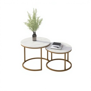 Modern <b>Marble</b> Top Nesting <b>Coffee</b> <b>Tables</b> With Metal Frame Minimalist Living Room Furniture <b>Set</b> - Product Image 1