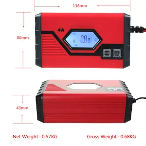 Cho 6V 12V 20AH Đến 120AH SLA AGM LI-ION New Arrival Thông Minh Car Battery Charger OEM IP65 Waterproof Red Power Tools CB Ô Tô