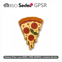 Pizza Slice Emaille Pin Pepperoni Gesmolten Kaas Zachte Emaille Metalen Broche voor Snackbar Merchandise Groothandel Bulk