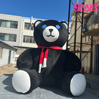 Ours géant gonflable noir en peluche de 3 m – Décoration de Noël, accessoire de dessin animé pour centre commercial et événements extérieurs de fin d'année