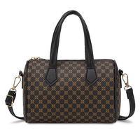 Sac bandoulière Boston matelassé en PU pour femme, nouveau modèle 2026, avec fermeture éclair, motif losanges imprimé, style décontracté et urbain
