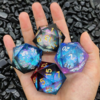 Dadu Resin Transparan Wonderland Quicksand Besar 35mm dengan Inti Cair, Dadu D20 Besar untuk Pecinta DND