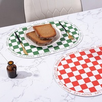 Set de table en cuir PU à carreaux, isolant thermique, anti-brûlure, imperméable, résistant à l'huile, style occidental classique pour mariage, fête, banquet
