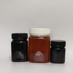 Cấp Thực Phẩm Trong Suốt Hổ Phách Đen 360Ml/500G 250G 1000G Nhựa Pet Vuông Mật Ong Jar Với Bằng Chứng Giả mạo <span class=keywords><strong>Cap</strong></span> Mật Ong Chai - Product Image 3
