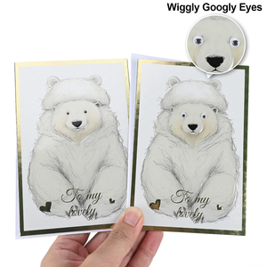 Biglietto d'Auguri Natalizio/Festivo Personalizzato con Occhi Mobili a Tema Animale, Design Creativo, Lamina Dorata a Rilievo e Busta - Vendita all'Ingrosso - Product Image 1