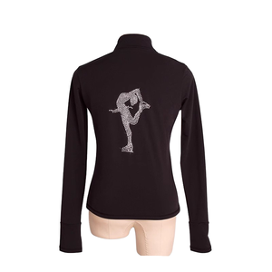 Trajes de Gimnasia Profesionales para Niñas, Ropa de Danza y Escenario, Chaquetas de Gimnasia con Pedrería Negra Pura para Actuaciones - Product Image 1