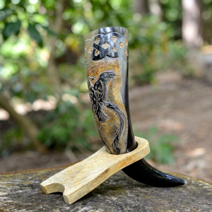 Corne à boire viking en corne de bœuf naturelle, de haute qualité, polie, écologique, design animalier, pour servir de la miad, de l'ale et du vin. - Product Image 1