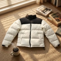 Veste d'hiver en duvet coupe-vent, imperméable et chaude pour homme et femme, avec col montant et cordon de serrage à la taille