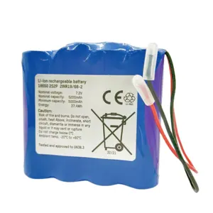 China factory lithium ion battery 18650 battery pack 7.2V 7.4V 5200mAh rechargeable lithium ion batteries cell