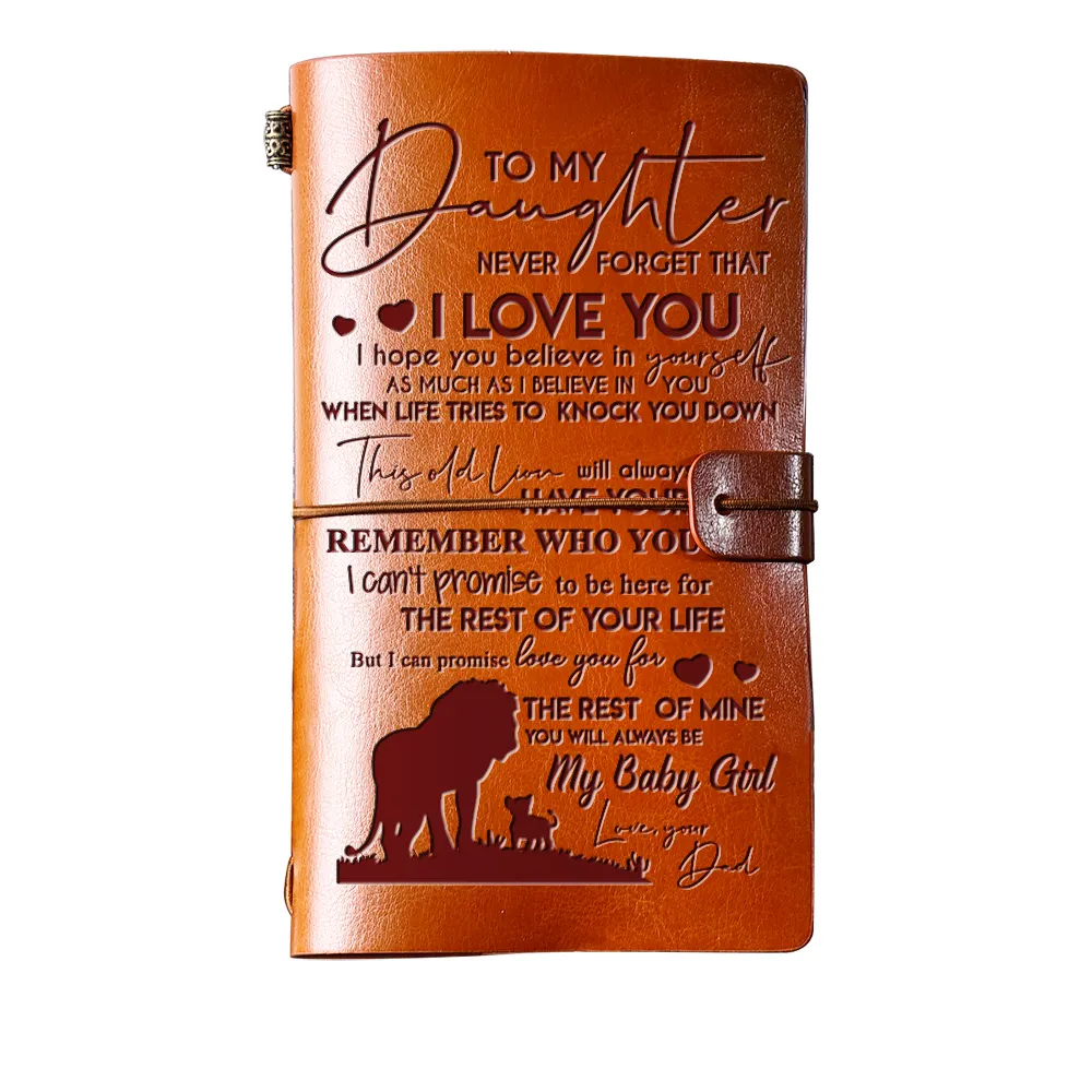 To My Daughter Vintage Journal Leather Engraved Voyager Notebook Sketchbook Personal Traveler's Diary from DAD Gift with Wishes