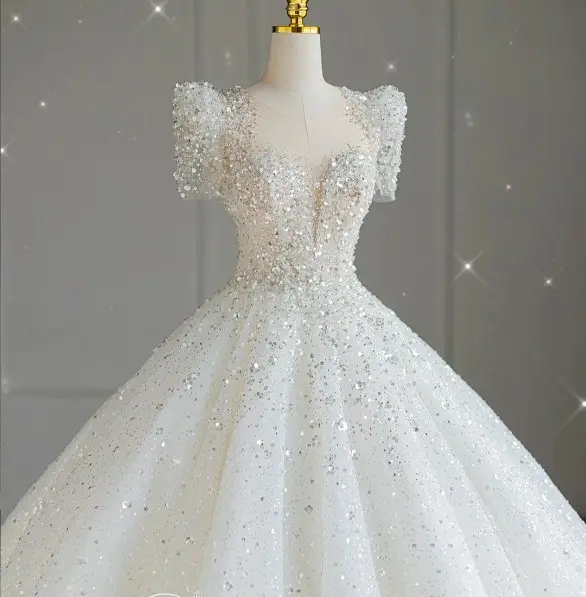 2023 elegante Bling lentejuelas con cuentas princesa vestidos de novia vestido de novia de lujo