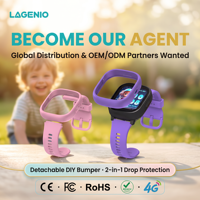 Montre connectée pour enfants LAGENIO K3 4G avec carte SIM, écran TFT de 1,7 pouce, appel vidéo, GPS, LBS, étanche IP68, longue durée de vie de la batterie, FCC CE