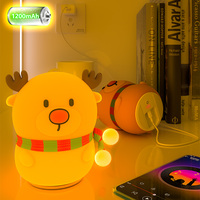 Lampe de chevet LED mignonne en silicone en forme de renne de Noël, rechargeable, décoration de vacances, cadeau pour chambre d'enfant