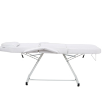 Table de massage professionnelle portable pour extensions de cils, en aluminium haute résistance, cuir synthétique blanc, pour salons de beauté et traitements