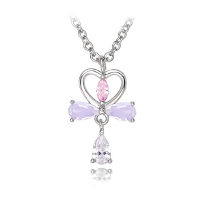 Colliers pendentifs tendance, bijoux plaqués or avec opale et zircone, collier à breloque cœur charmant pour filles - Product Image 1