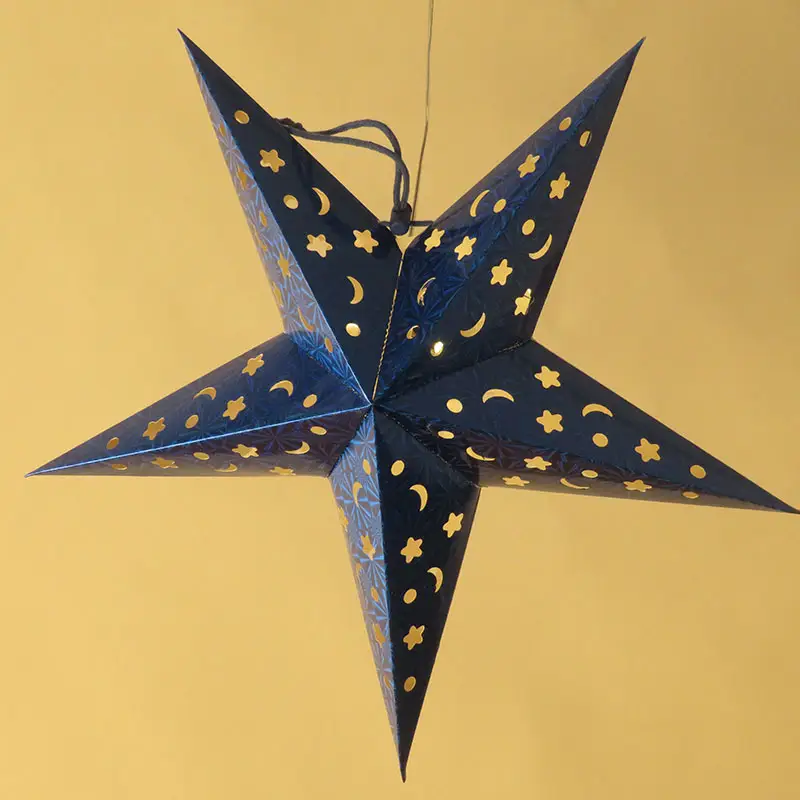 Paper Star lanterns Lampshade 3D Handmade Large Star Pentagram for Christmas Wedding Party hanging