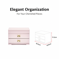 Boîte de rangement double en plastique PET pour cosmétiques et bijoux, avec tiroirs et poignée nœud, idéale pour bureau, maison, salon - Vente en gros