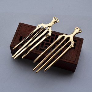 หวีผมทองแดง 27x95 มม. ชุบทองเงิน สไตล์โบราณ อุปกรณ์เสริมฮั่นฝู - Product Image 3