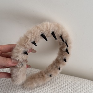 Diadema <span class=keywords><strong>de</strong></span> Tela Afelpada con Dientes para Otoño/Invierno, 14 cm, para Mujer, para Lavar la Cara y el Cabello - Product Image 5