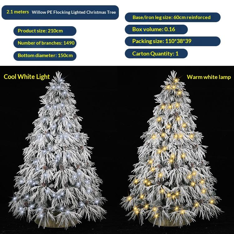 2,1 m, 1490 têtes, flocage feuille de saule, 550 lumières