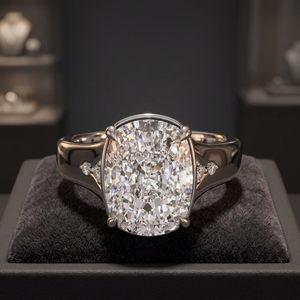 IGI Certified <b>Cushion</b> Lab Grown Diamond Solitaire <b>Ring</b> with Round Side Accents 10K 14K 18K Gold 925 935 Silver - Product Image 1