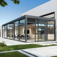 Porte coulissante électrique en aluminium pour véranda avec toit en verre, véranda rétractable
