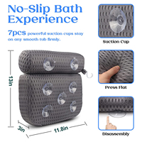 Coussin de bain spa CF 4D Air Mesh, épais et rembourré, antidérapant, avec 7 ventouses, lavable en machine, pour le soutien du cou, des épaules et du dos