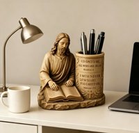Statuette de Jésus en Résine, Porte-Stylo, Organisateur de Bureau, Figurine Religieuse, Décoration de Table pour la Maison et le Bureau, Cadeau, Vente en Gros
