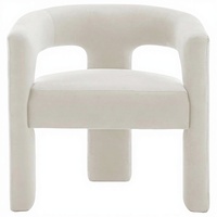 Fauteuil de salle à manger moderne en velours rembourré avec dossier en bouclette Sherpa et structure en bois, fauteuil confortable assemblé pour les pièces