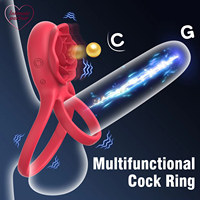 Vibrateur télécommandé en forme de rose pour massage testiculaire et prostatique masculin, anneau vibrant en métal lourd pour l'éjaculation et l'agrandissement du pénis